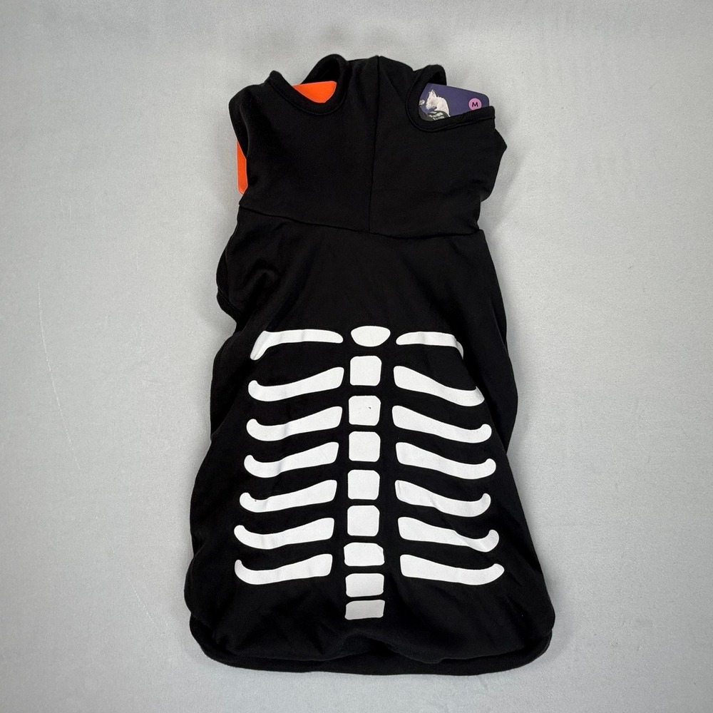 Boots & Barkley Skeleton Glow in the Dark Dog Hoodie Sweatshirt Black Medium New